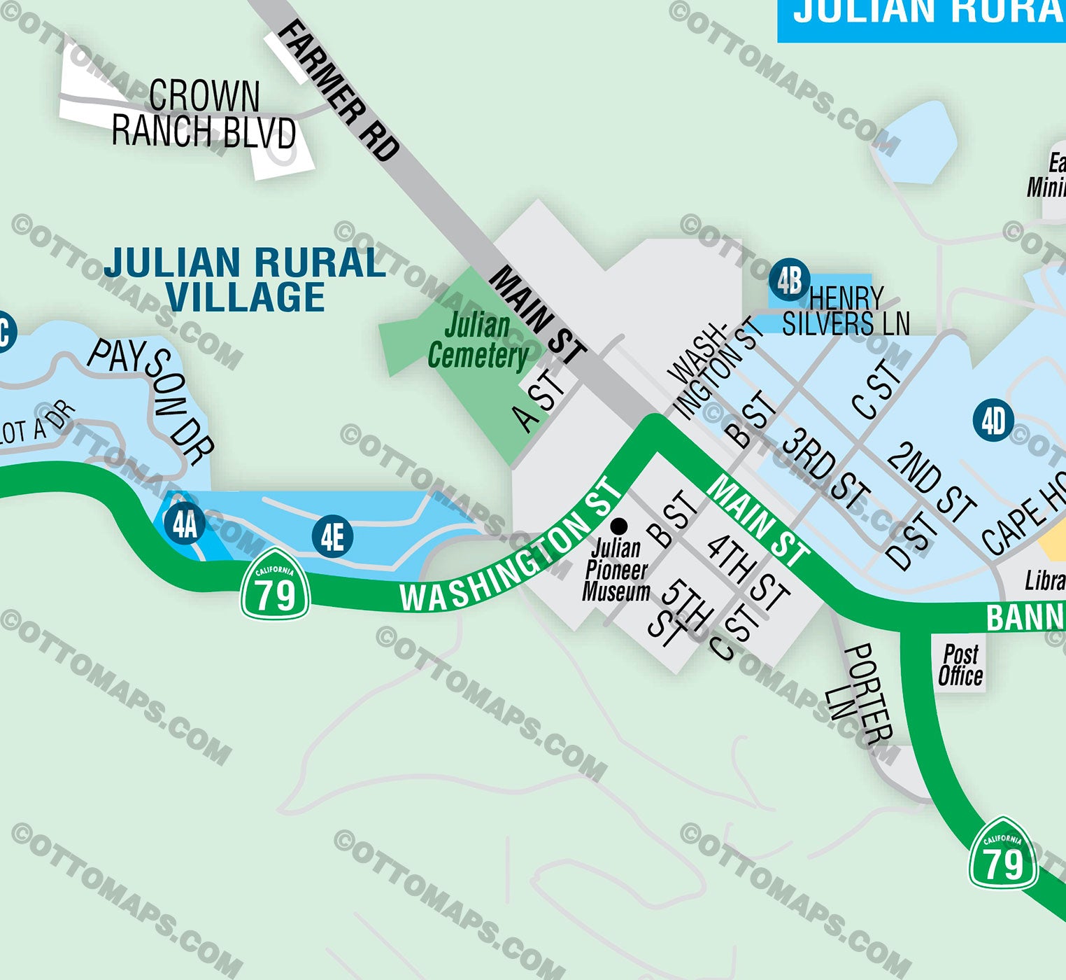 Julian Map, Julian Community Planning Area - PDF, editable, royalty free