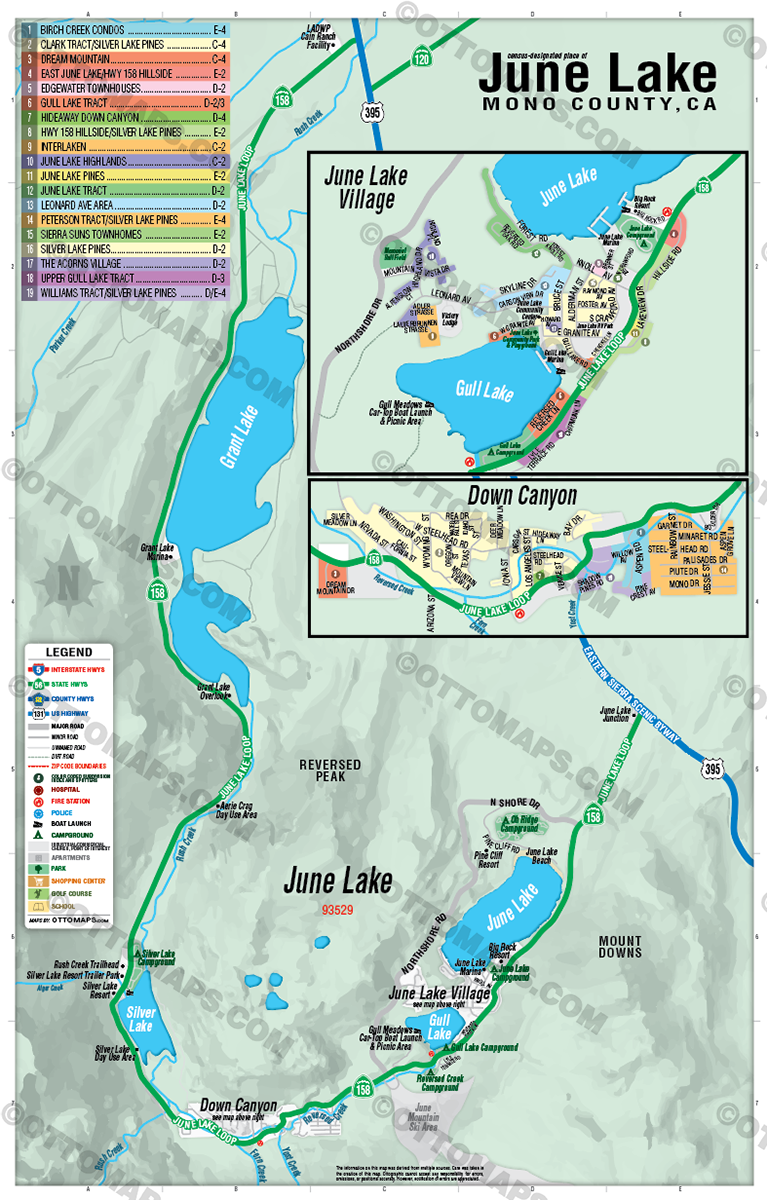 June Lake Map, Mono County, CA - FILES - PDF and Adobe Illustrator - no box