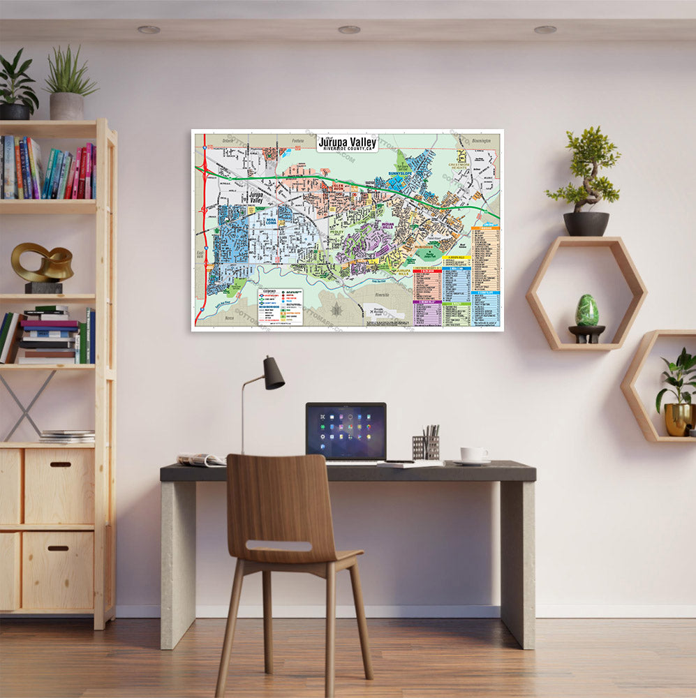 Jurupa Valley Map, Riverside County, CA - POSTER PRINTS
