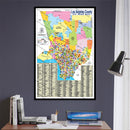 Los Angeles County Zip Code Map (Zip Codes Colored) - POSTER PRINTS - with frame