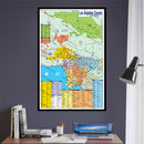 Los Angeles County Zip Code Map (Regions Colored) - POSTER PRINTS - with frame