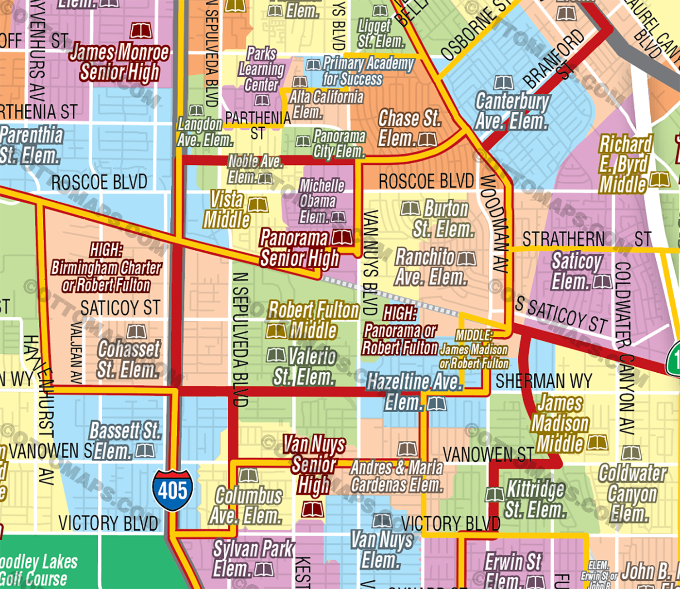 Los Angeles Unified School District Map - NORTH - FILES - PDF and AI ...