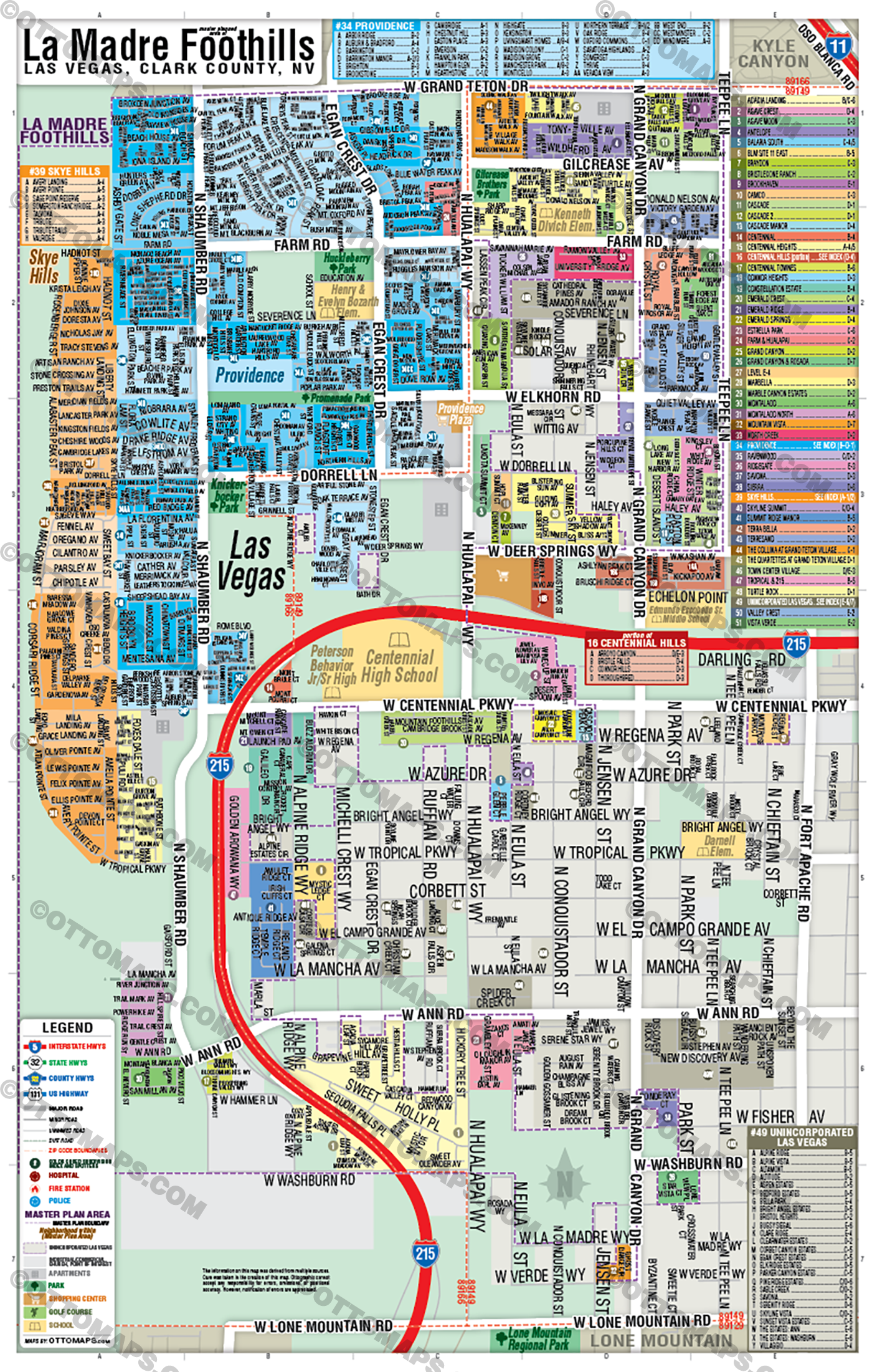 La Madre Foothills Map, Las Vegas, NV - FILES - PDF and AI, editable, vector, royalty free no box