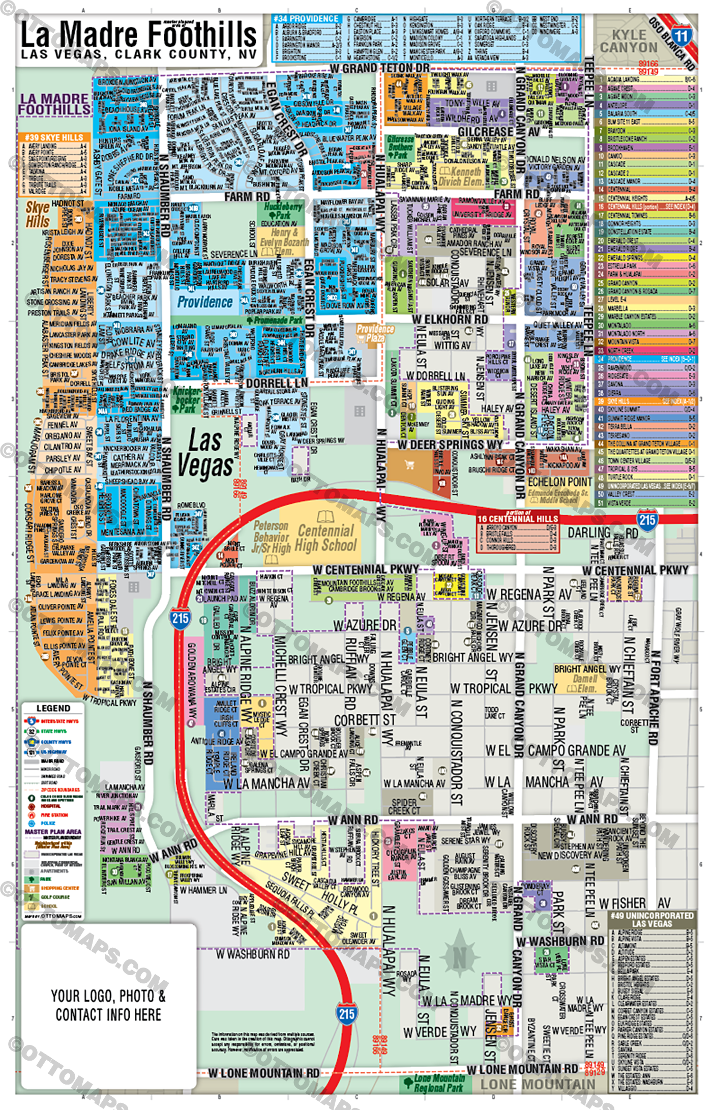 La Madre Foothills Map, Las Vegas, NV - FILES - PDF and AI, editable, vector, royalty free