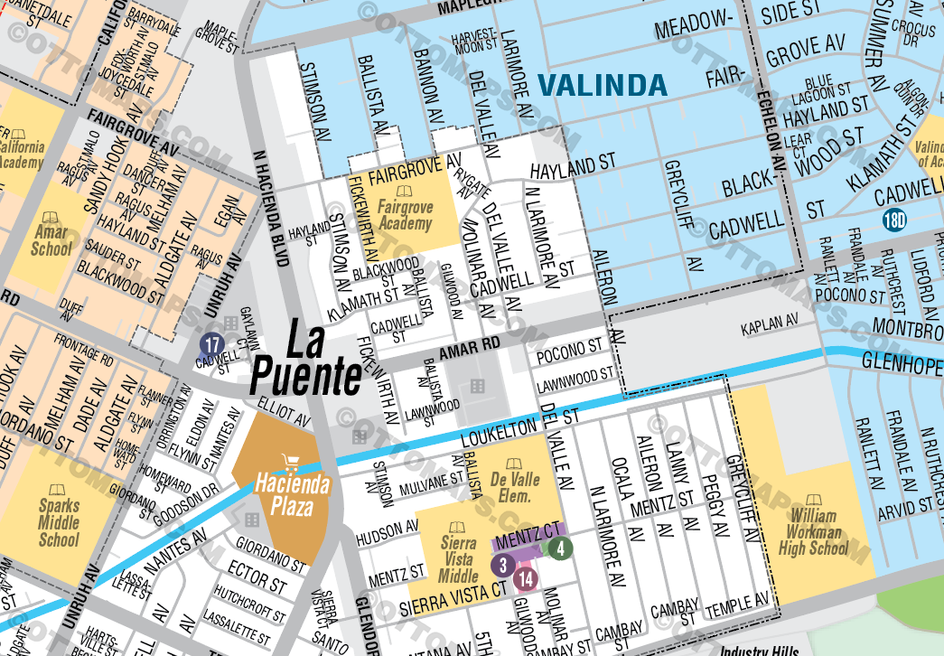 La Puente Map with Valinda and West Puente Valley, Los Angeles County, CA - FILES - PDF and Adobe Illustrator - zoom