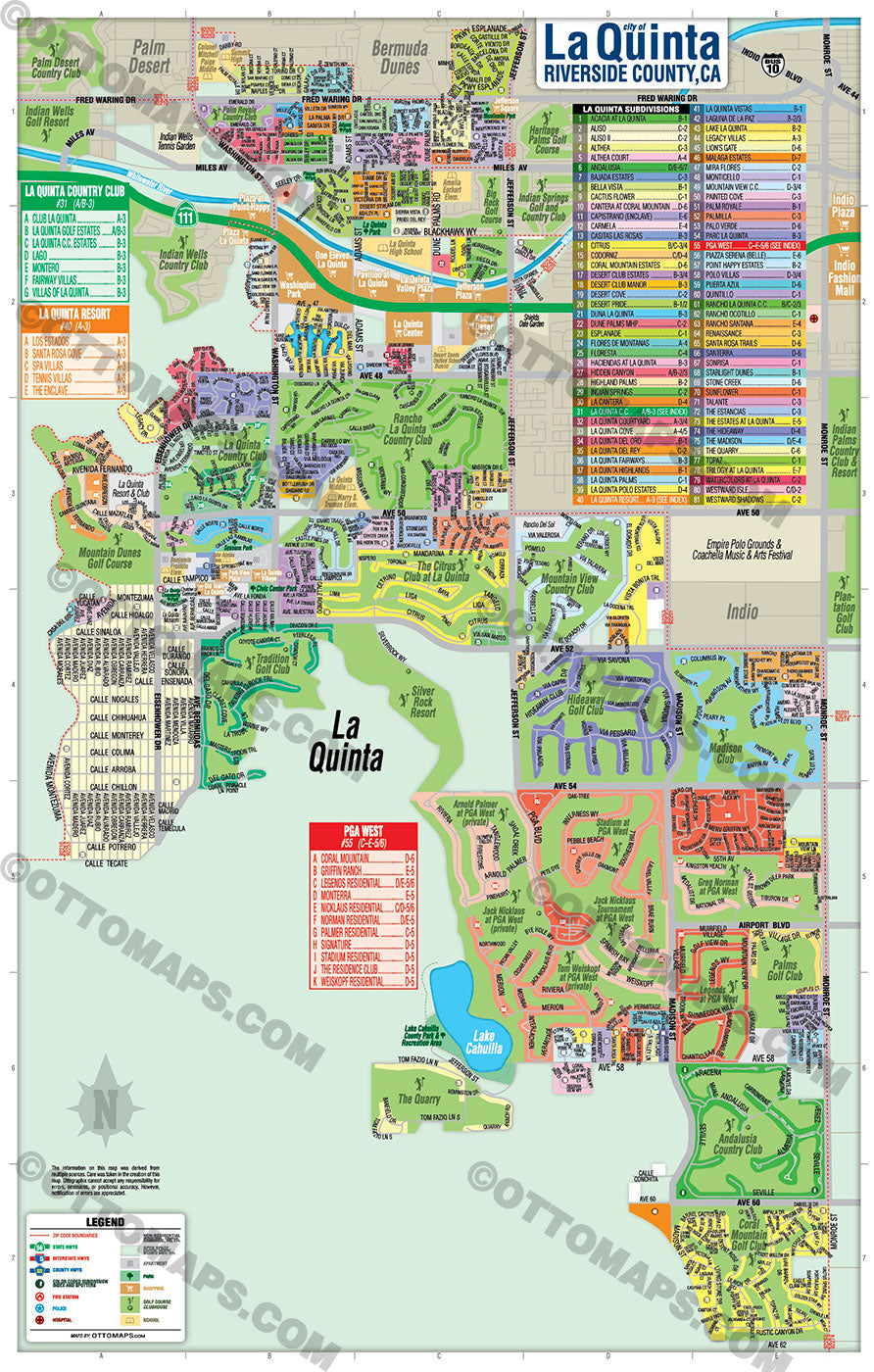 La Quinta Map, Riverside County, CA - POSTER PRINTS