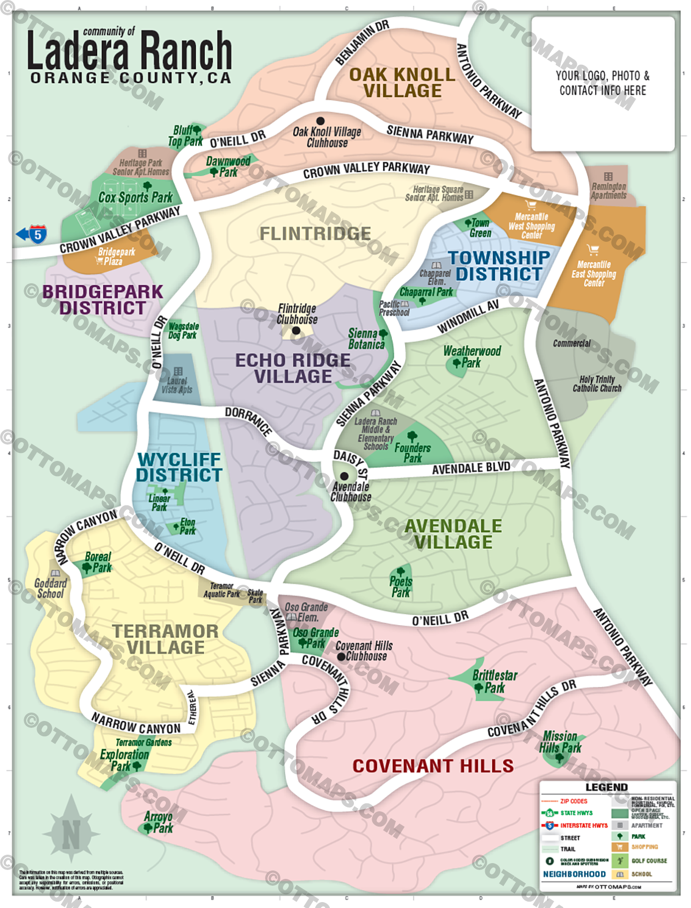 Ladera Ranch Tourist Map - PDF, editable, royalty free 