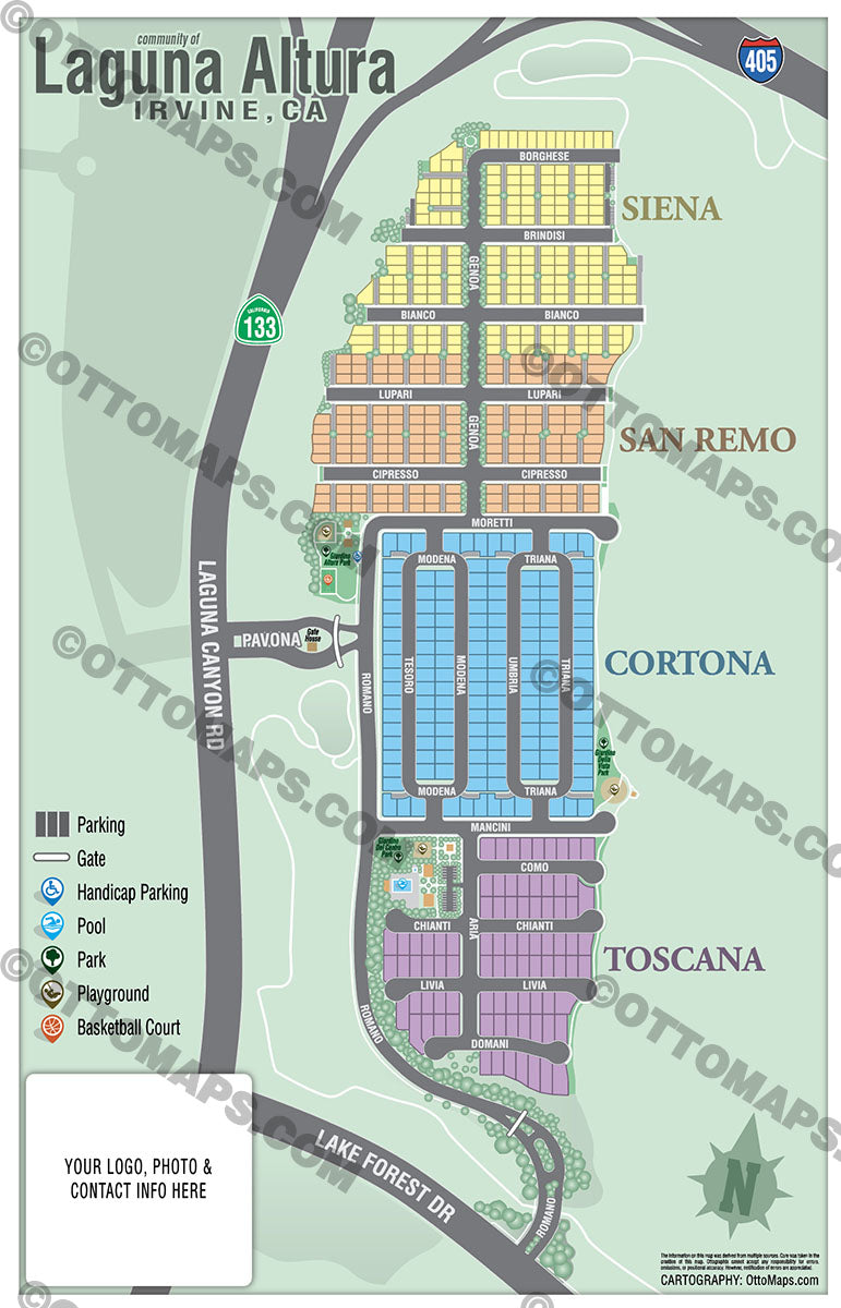 Laguna Altura Map, Irvine, CA - PDF, editable, royalty free