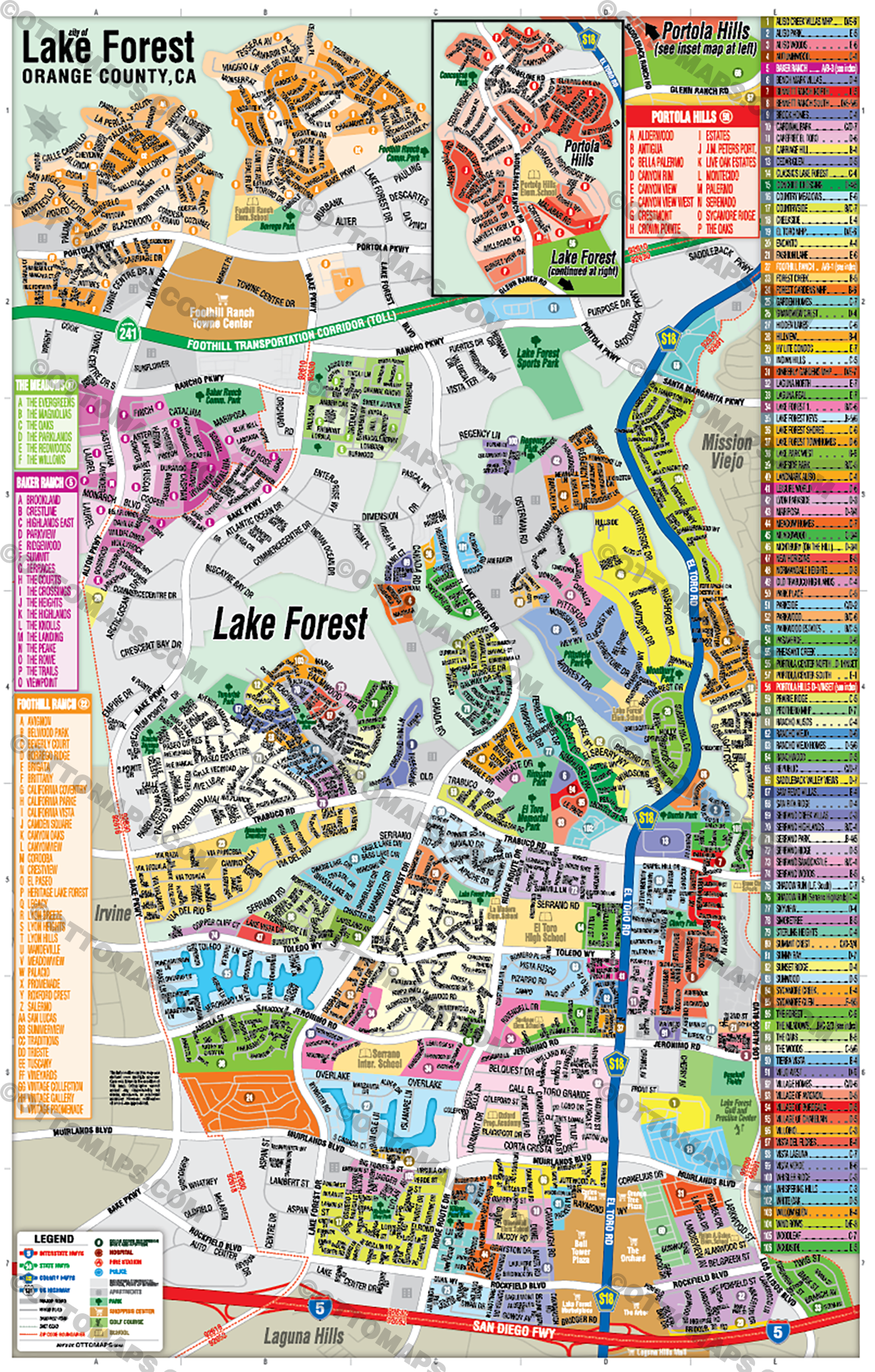 Lake Forest Map - PDF, editable, royalty free