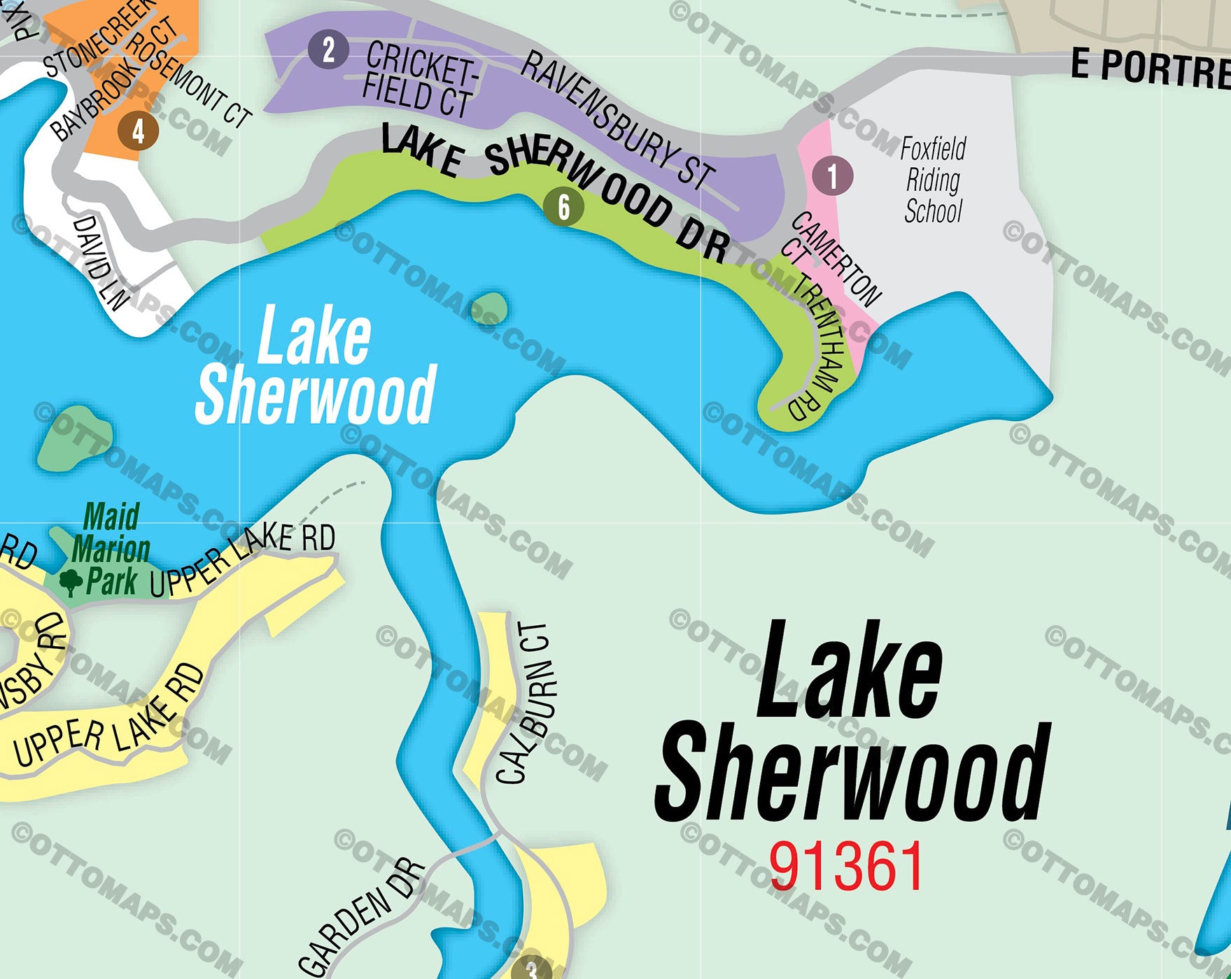 Lake Sherwood Map with Hidden Valley, Ventura County, CA - FILES - PDF and AI Files, editable, vector, royalty free