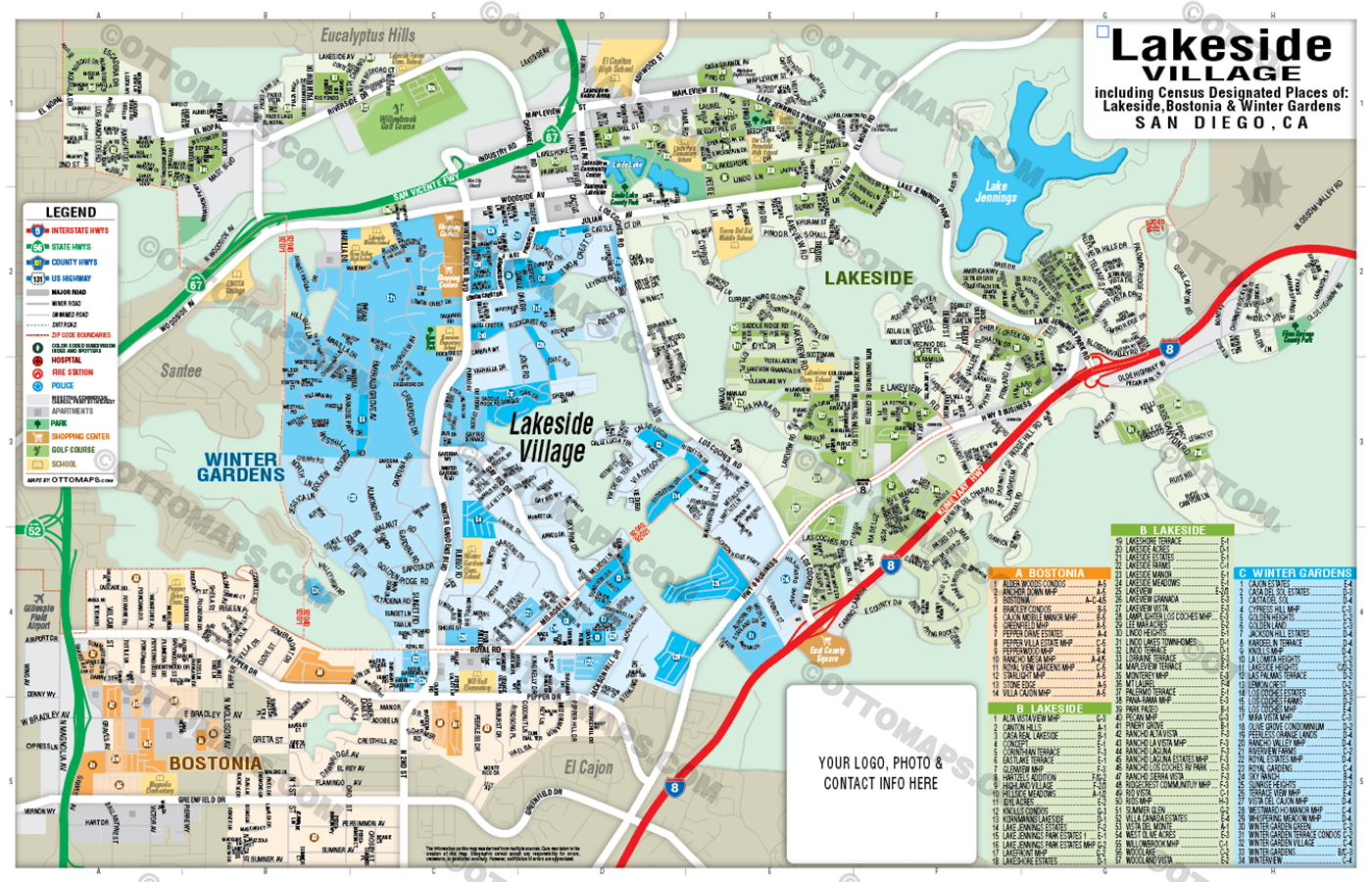 Lakeside Map, San Diego County, CA - FILES - PDF and Adobe Illustrator