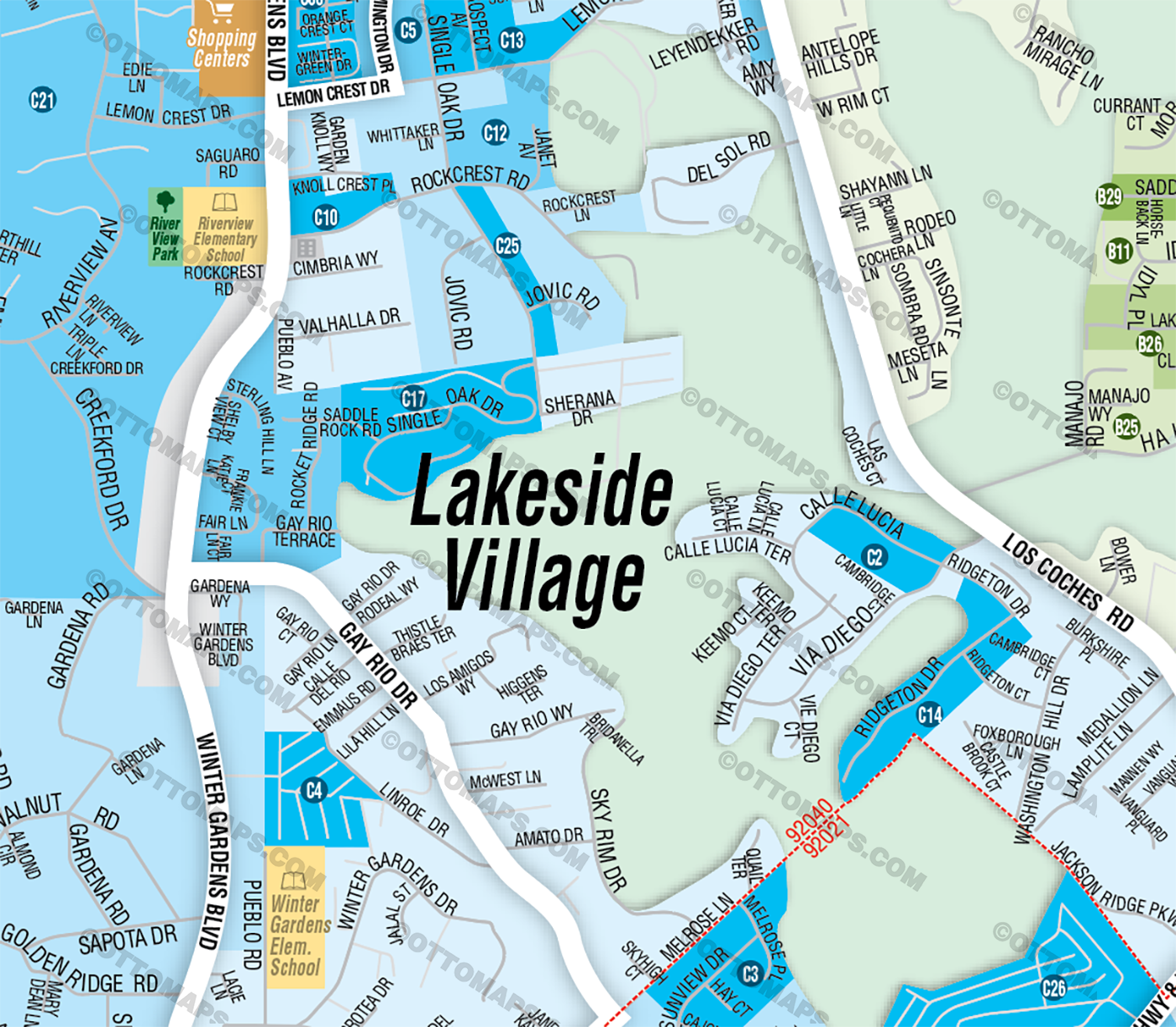 Lakeside Map, San Diego County, CA - FILES - PDF and Adobe Illustrator