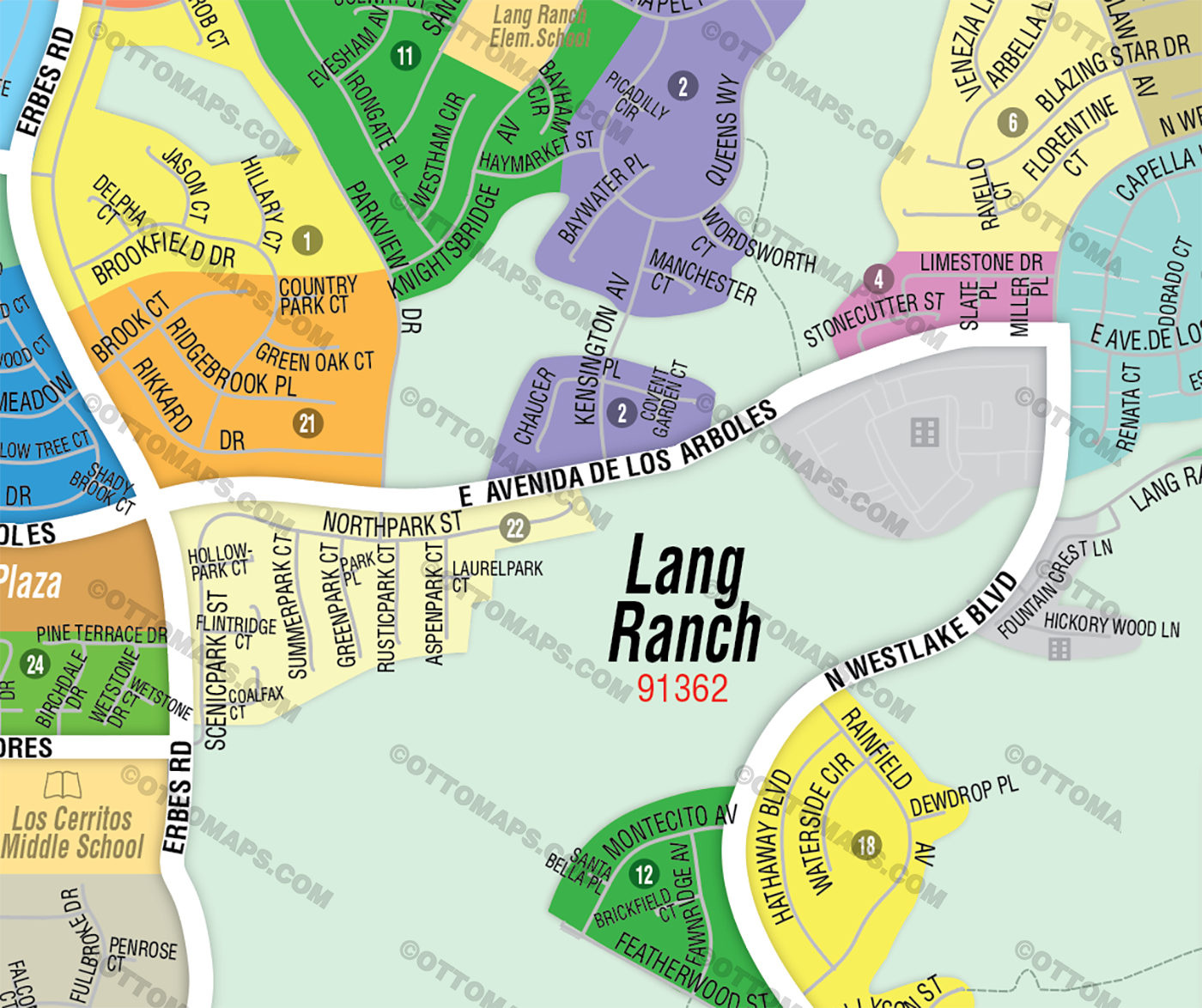 Lang Ranch Map, Thousand Oaks, Ventura County, CA - FILES - PDF and Adobe Illustrator