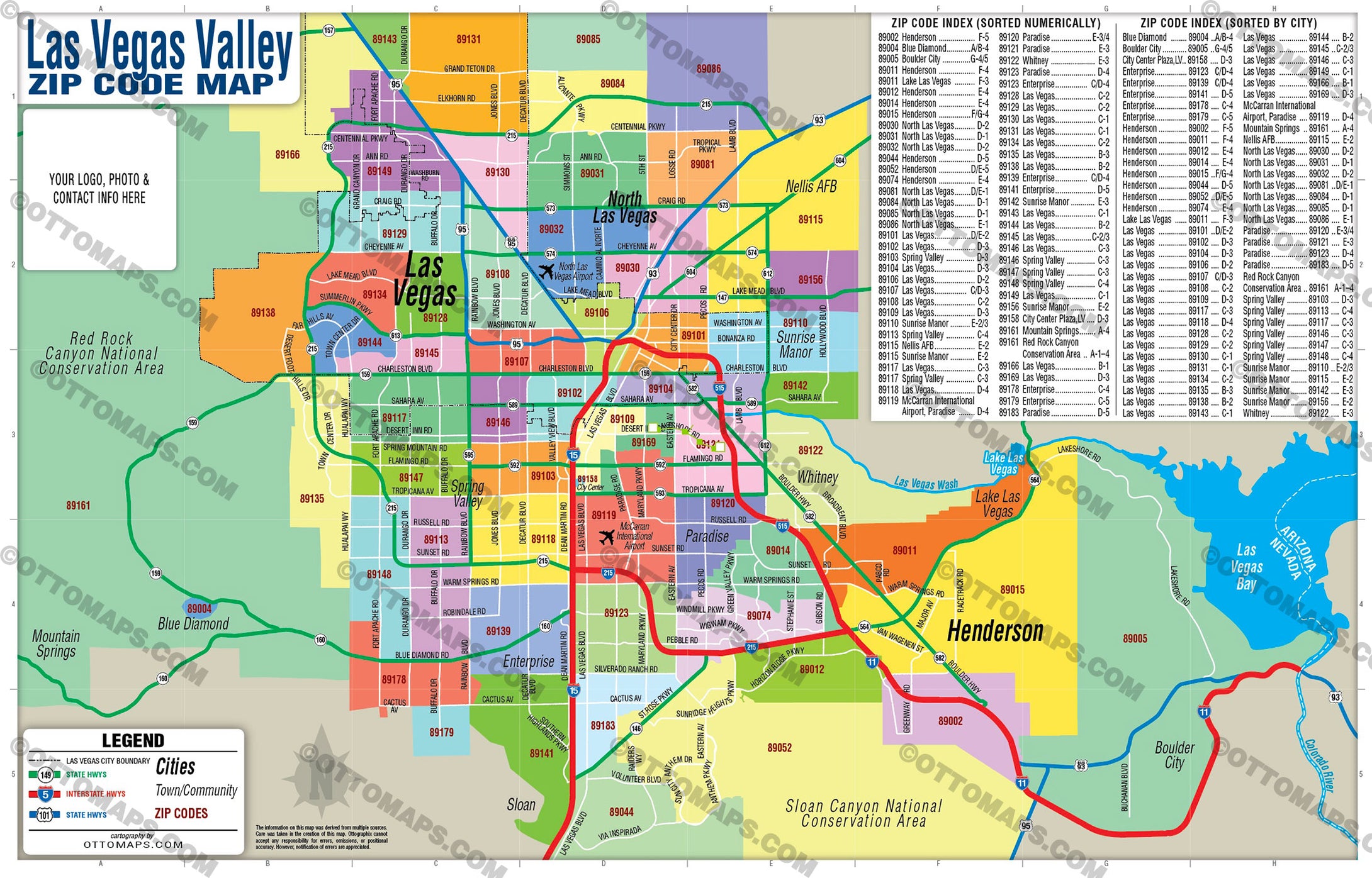 Las Vegas Valley Zip Code Map - FILES - PDF and AI Files, editable, vector, royalty free