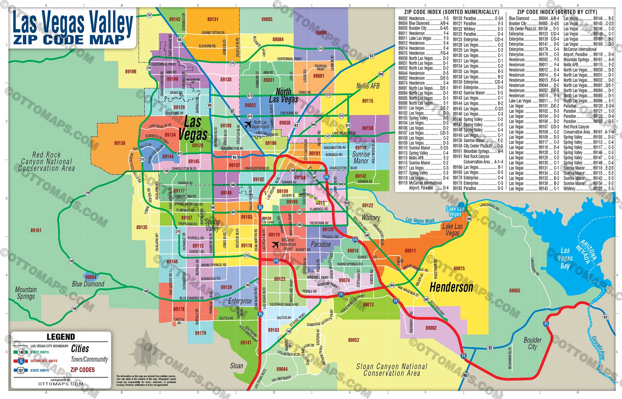 Las Vegas Valley Zip Code Map - FILES - PDF and AI Files, editable, vector, royalty free