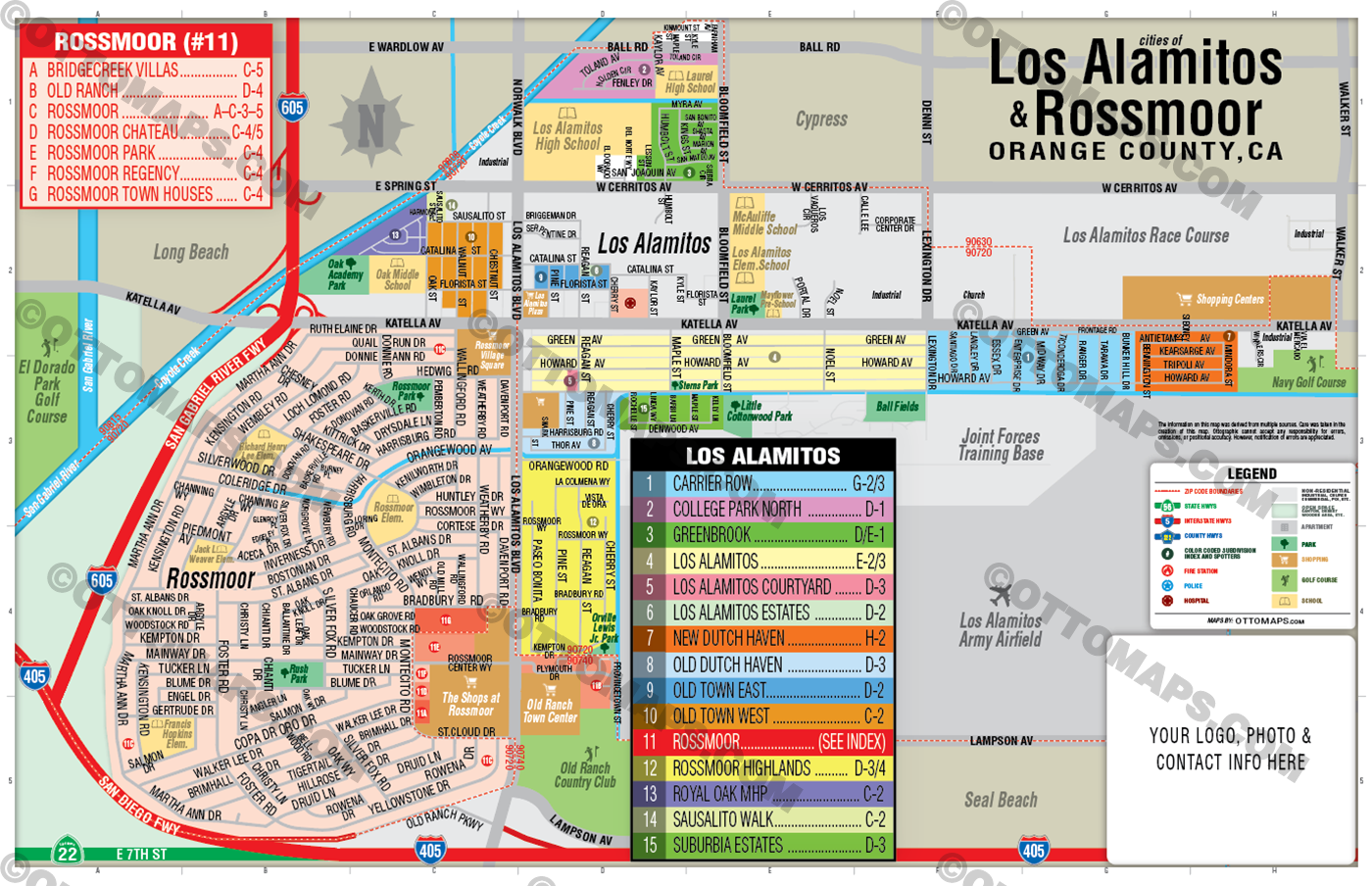 Los Alamitos and Rossmoor Map, Orange County, CA - FILES - PDF and AI ...