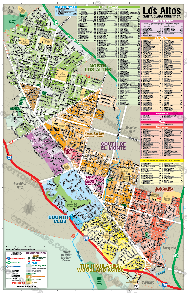 Los Altos Map with Subdivisions, Napa County, CA - POSTER PRINTS