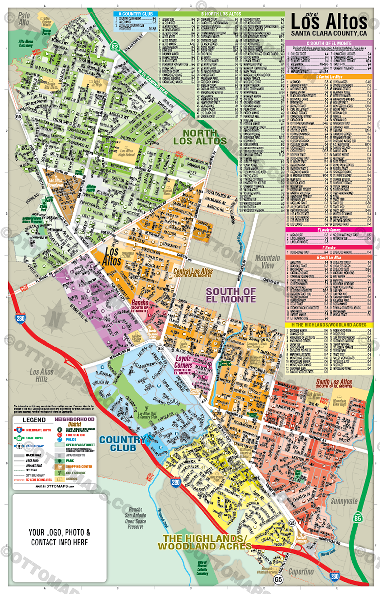 Los Altos Map with Subdivisions, Napa County, CA - FILES - PDF and Adobe Illustrator - WITH BOX