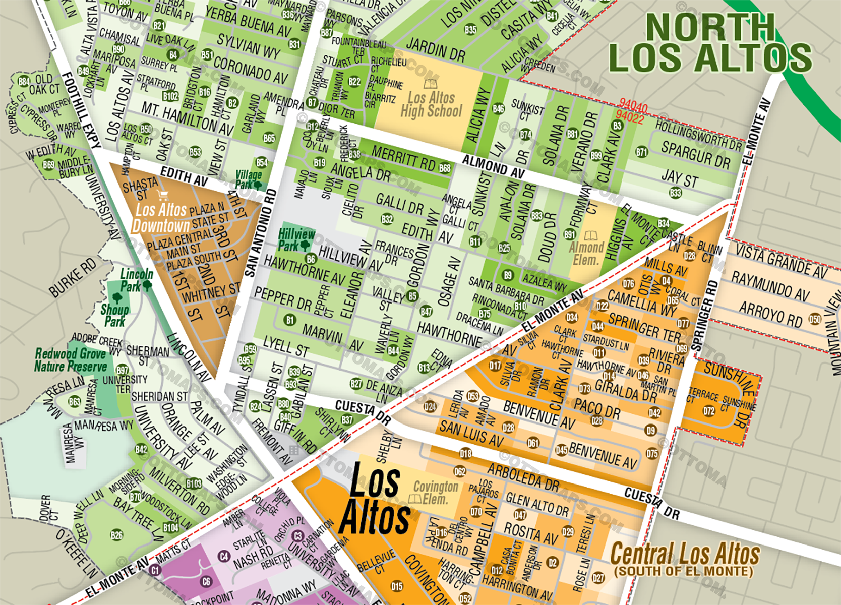 Los Altos Map with Subdivisions, Napa County, CA - FILES - PDF and Adobe Illustrator - zoom