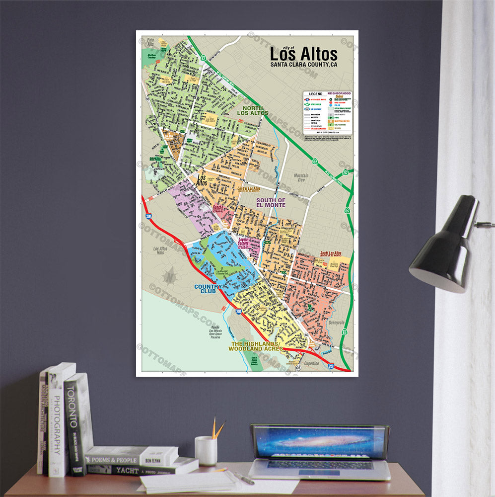 Los Altos Map with Neighborhoods, Napa County, CA - POSTER PRINTS