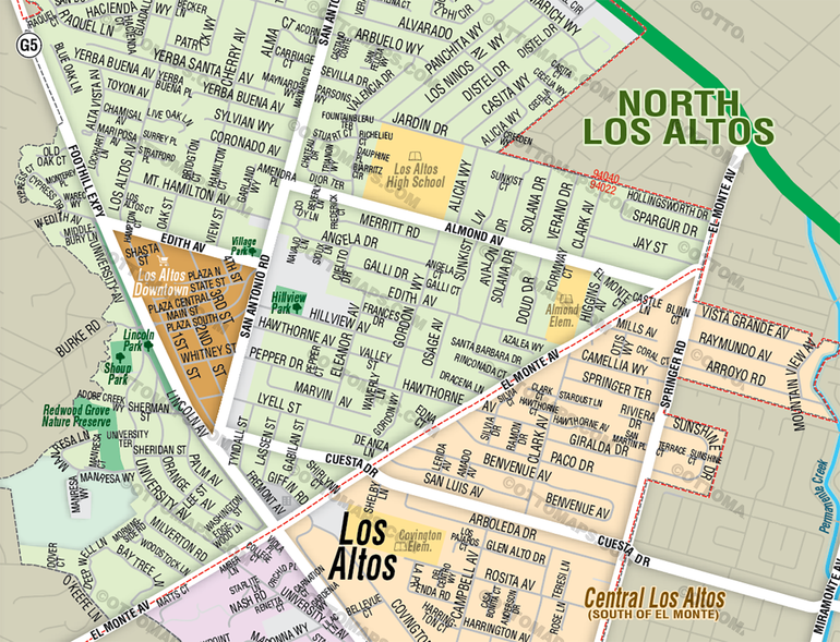 Los Altos Map with Neighborhoods, Napa County, CA - FILES - PDF and Adobe Illustrator