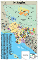 Los Angeles County Map - Cities Colorized (No Zip Codes) - FILES - PDF and AI - with box