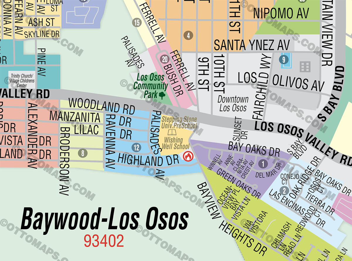 Baywood - Los Osos Map or Los Osos - Baywood Park Map – Otto Maps