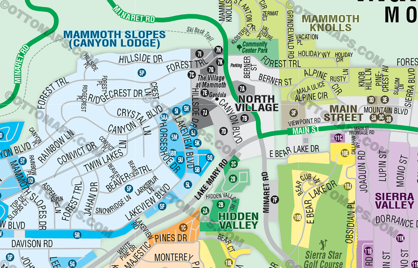 Mammoth Lakes Map, Mono County, CA - FILES - PDF and AI, editable, vector, royalty free
