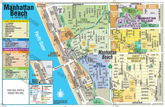 Manhattan Beach Map, Los Angeles County, CA - FILES - PDF and AI Files, editable, vector, royalty free