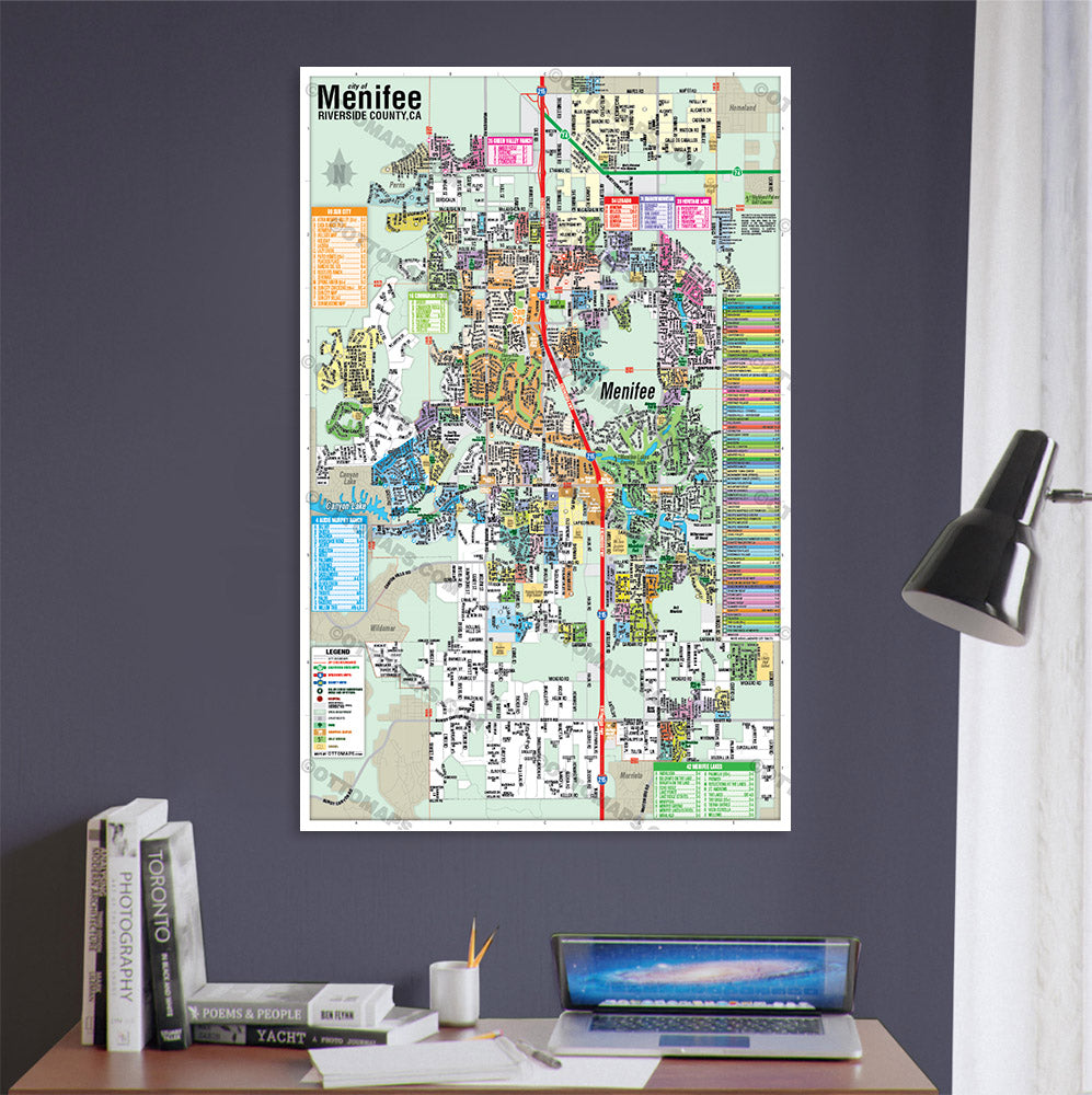 Menifee Map, Riverside County, CA - POSTER PRINTS