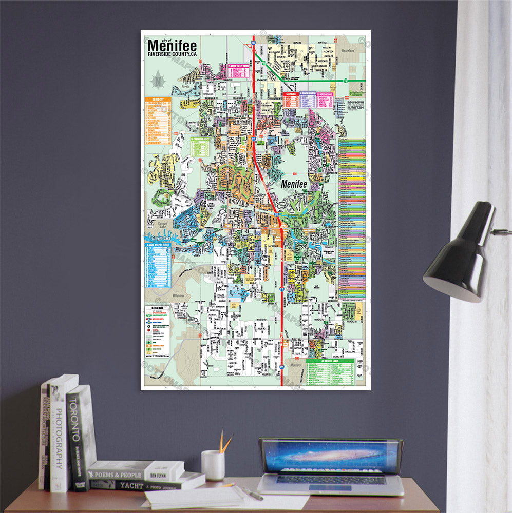 Menifee Map, Riverside County, CA - POSTER PRINTS