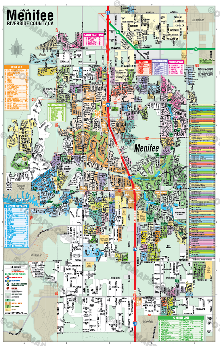 Menifee Map, Riverside County, CA - FILES - PDF and Adobe Illustrator - no box