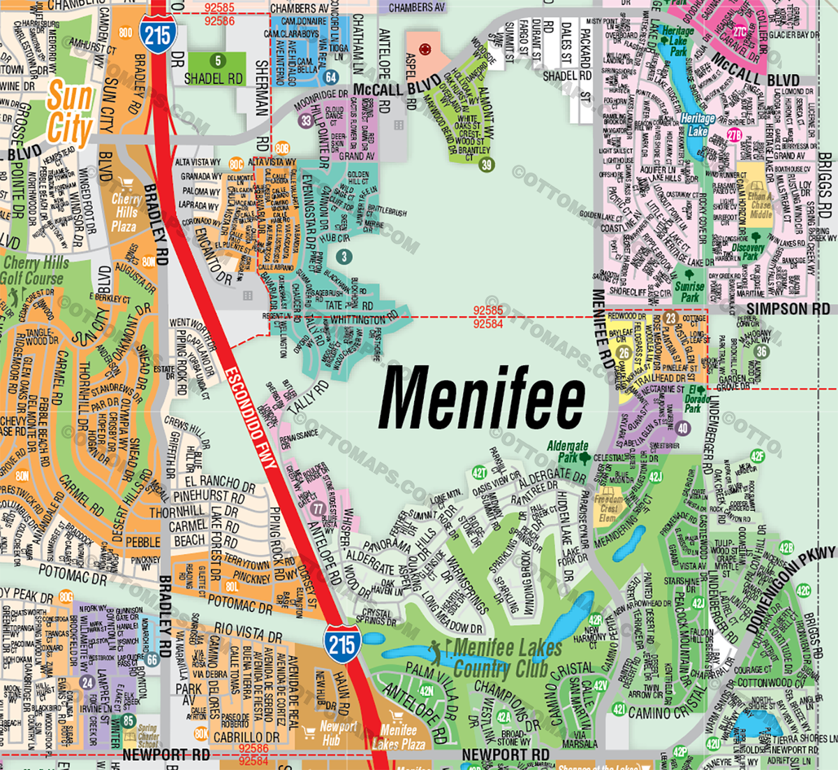 Menifee Map, Riverside County, CA - FILES - PDF and Adobe Illustrator - zoom
