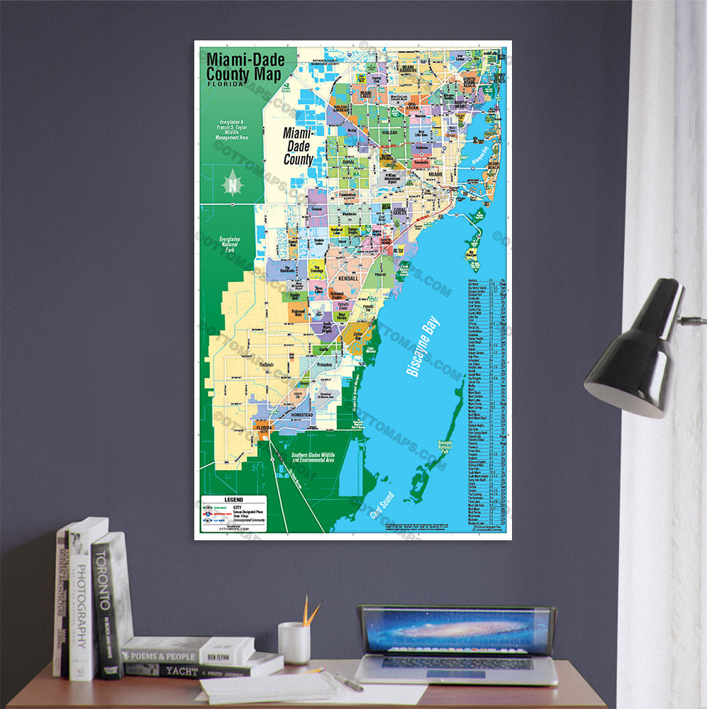 Miami Dade County Map - POSTER PRINTS