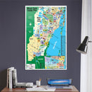 Miami Dade County Map with Broward County - POSTER PRINTS