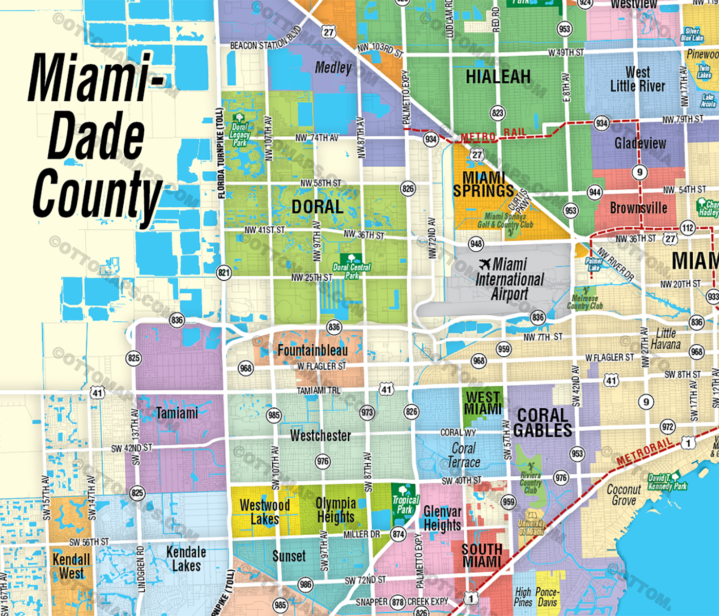 Miami Dade County Map with Broward County - FILES - PDF and AI - zoom