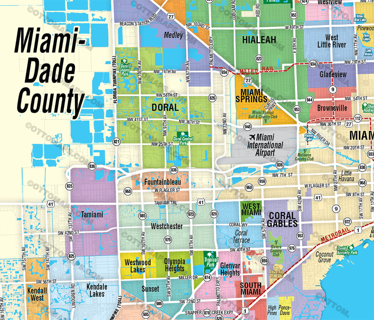 Miami Dade County Map with Broward County Inset Map - FILES - PDF and AI