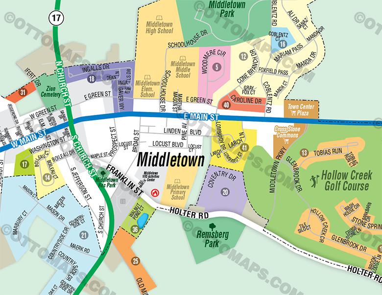 Middletown Map, Frederick County, MD - FILES - PDF and AI Files, editable, vector, royalty free