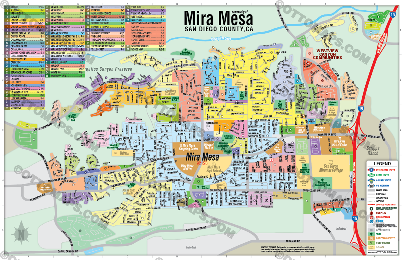 Mira Mesa Map, San Diego County, CA - FILES - PDF and AI Files, editable, vector, royalty free