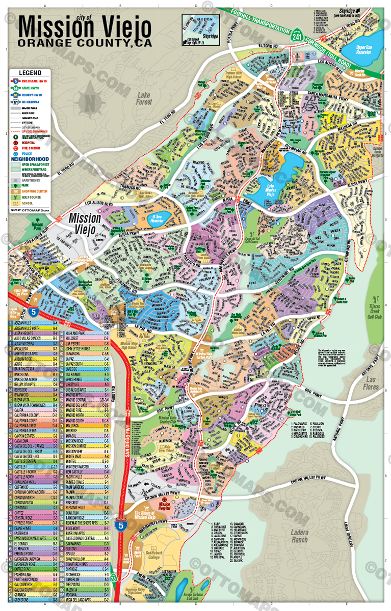 Mission Viejo Map, Orange County, CA - POSTER PRINTS