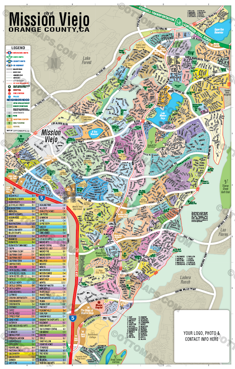 Mission Viejo Map, Orange County, CA - FILES - PDF and Adobe Illustrator