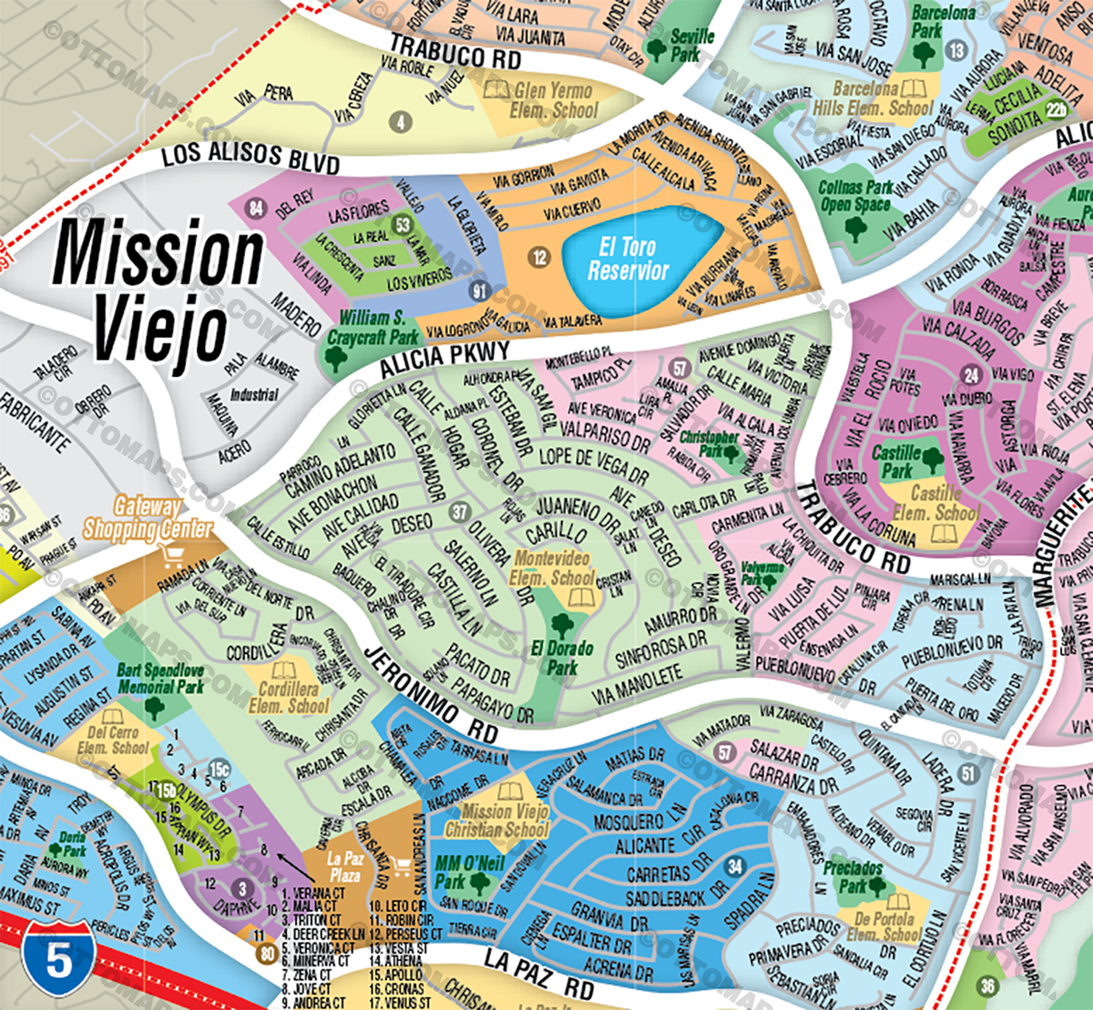 Mission Viejo Map, Orange County, CA - FILES - PDF and Adobe Illustrator - zoom