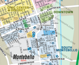 Montebello Map, - PDF, editable, royalty free