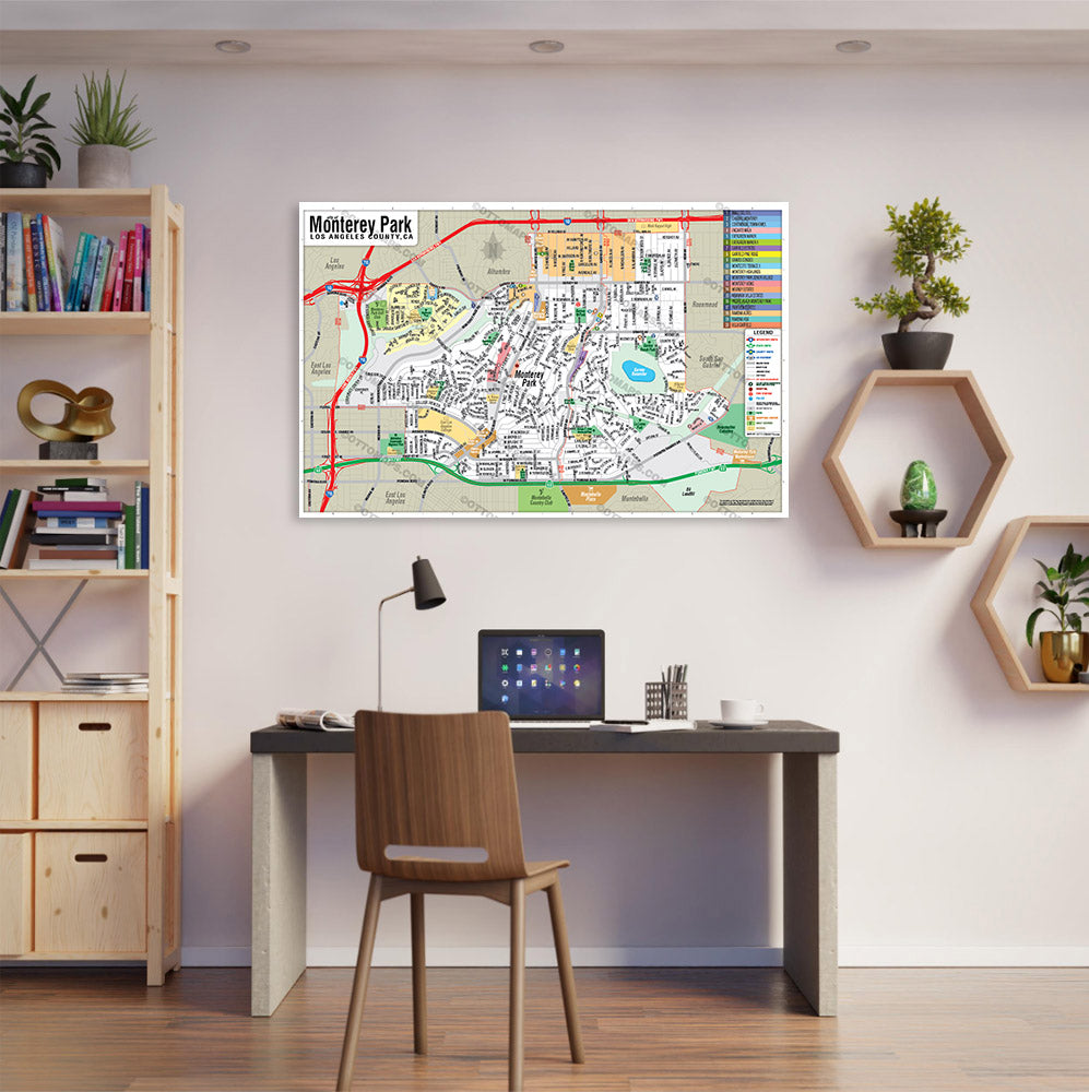 Monterey Park Map, Los Angeles County, CA - POSTER PRINTS