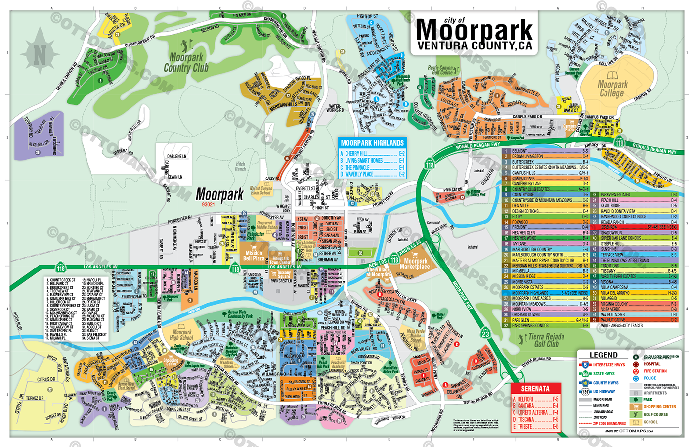 Moorpark Map, Ventura County, CA - FILES - PDF and AI, editable, vector, royalty free