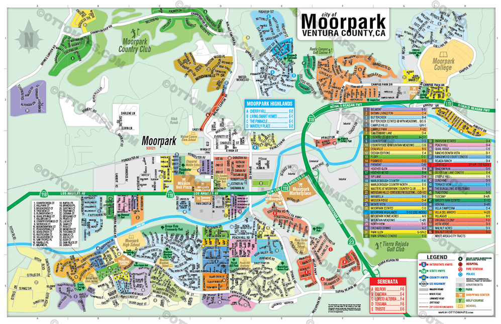 Moorpark Map, Ventura County, CA - POSTER PRINTS