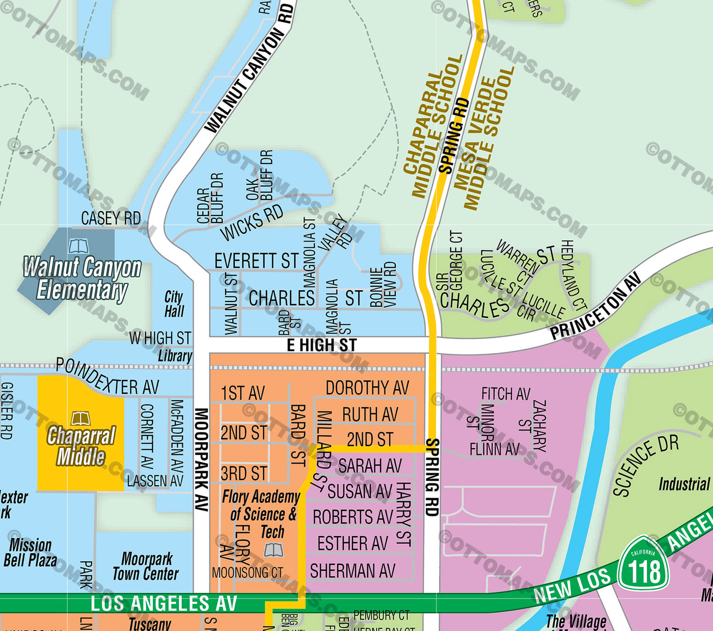 Moorpark Unified School District Map - FILES - PDF and AI, editable, layered, vector, royalty free