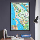 Morro Bay Map with Cayucos, San Luis Obispo County, CA - POSTER PRINTS - with frame