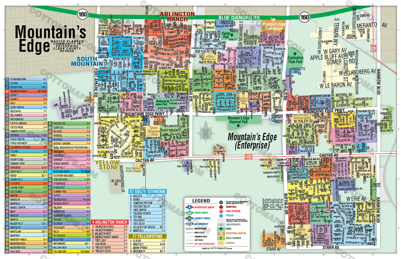 Mountains Edge - Enterprise Map, Clark County, NV - FILES - PDF and Adobe Illustrator - no box