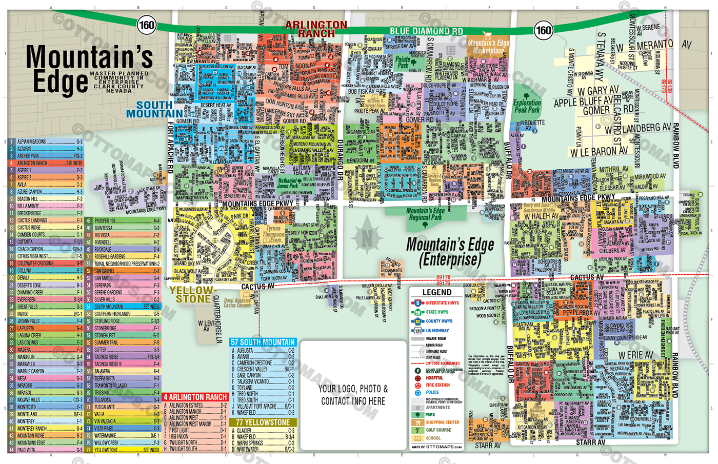 Mountains Edge - Enterprise Map, Clark County, NV - FILES - PDF and Adobe Illustrator